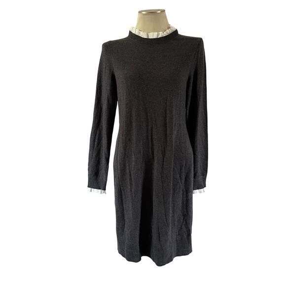 Boden Gray Wool Blend Layered Sweater Dress Sz 10 Long Length Preppy Work Office - Picture 1 of 8